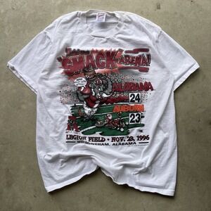 Vintage 1996 ALABAMA CRIMSON TIDE Auburn Football Iron Bowl White T-SHIRT L USA